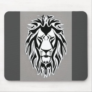 Sad lion black and white decal grey background mouse pad