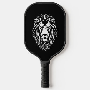Sad lion black and white decal pickleball paddle