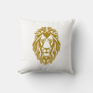 Sad lion golden head cushion