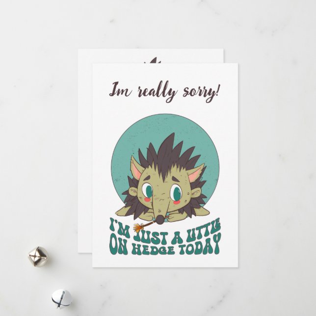 Sad little hedgehog custom apology card (Front/Back In Situ)