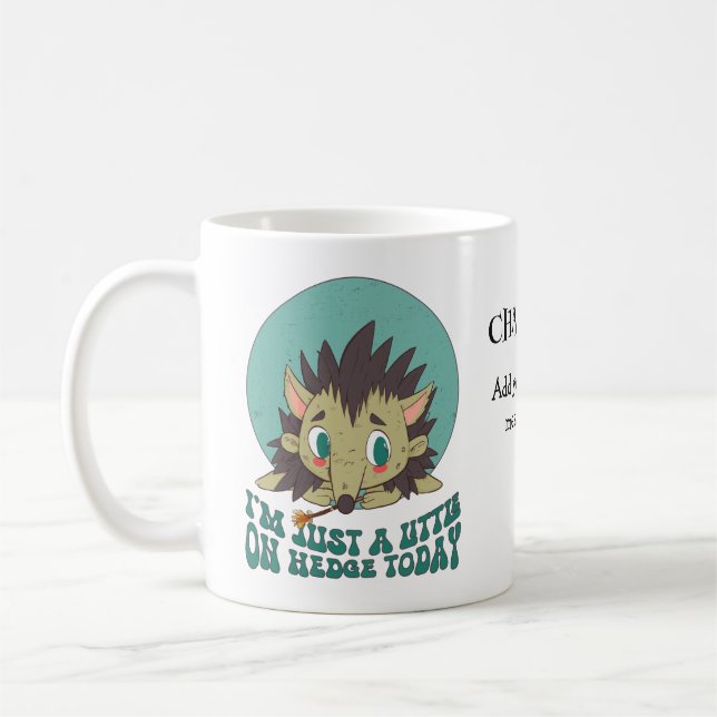 Sad little hedgehog custom coffee mug (Left)