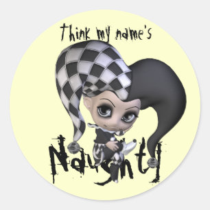 Sad Little Jester Classic Round Sticker