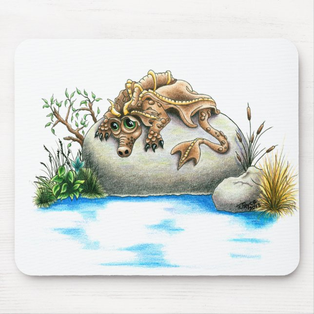 Sad little rock dragon mouse pad (Front)
