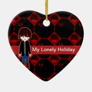 Sad Lonely Emo Boy Ceramic Tree Decoration