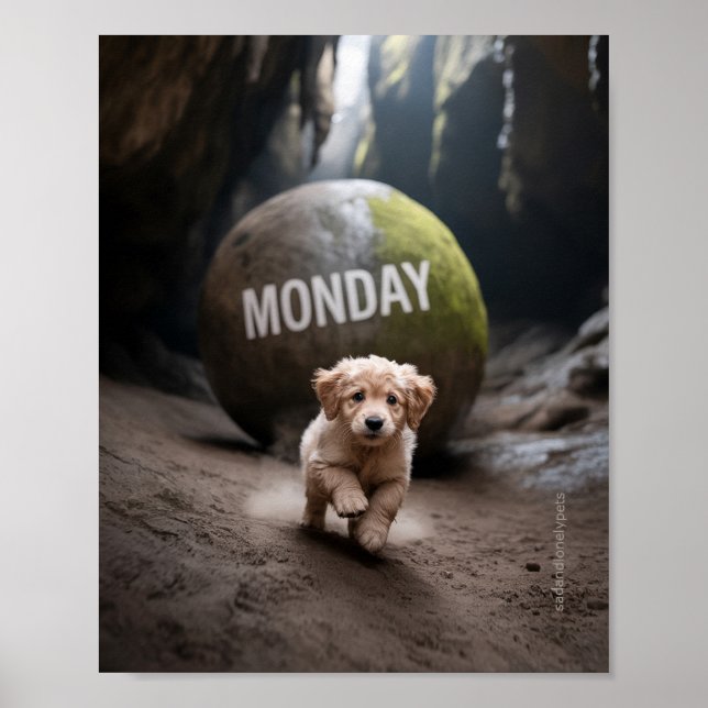 Sad & Lonely Pets Poster Print:  Monday (Front)