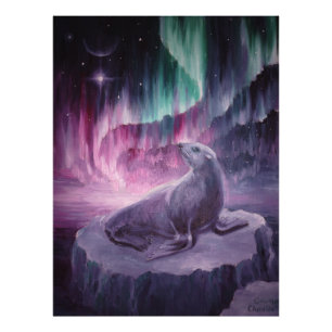 Sad lonely seal photo print