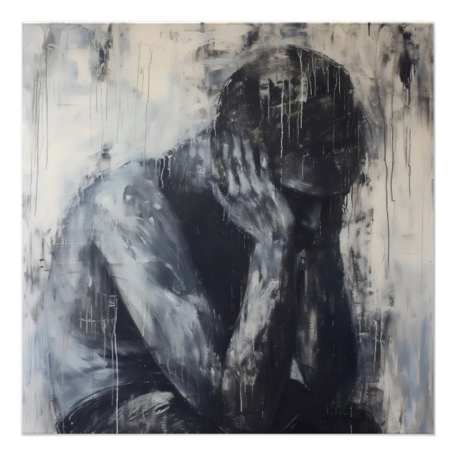 Sad Man Abstract Art Photo Print (Front)