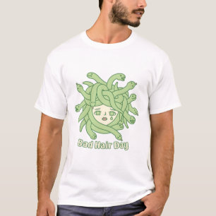 Sad Medusa Snakes Hair Bad Hair Day Funny T-Shirt