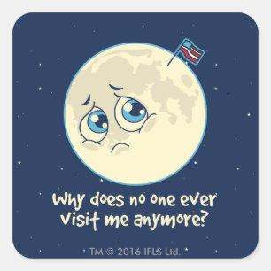 Sad Moon Square Sticker