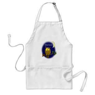 Sad owl with tear and moon missing you cartoon standard apron