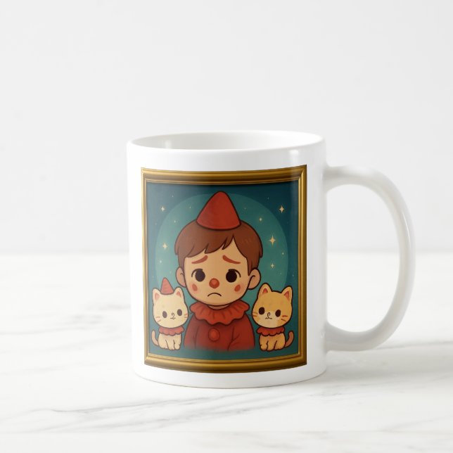Sad Pierrot and Cats Mug (Right)