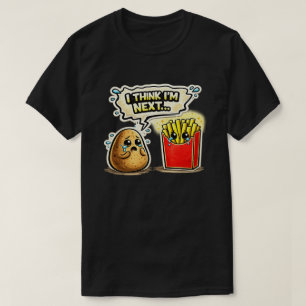 Sad Potato and Fries Funny Cartoon Art T-Shirt