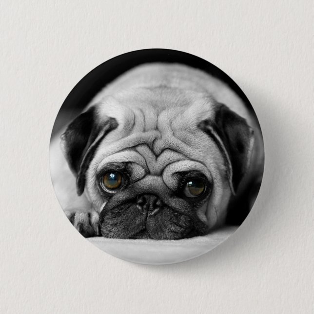 Sad Pug 6 Cm Round Badge (Front)