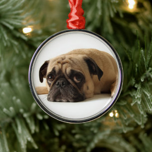 Sad Pug Metal Ornament