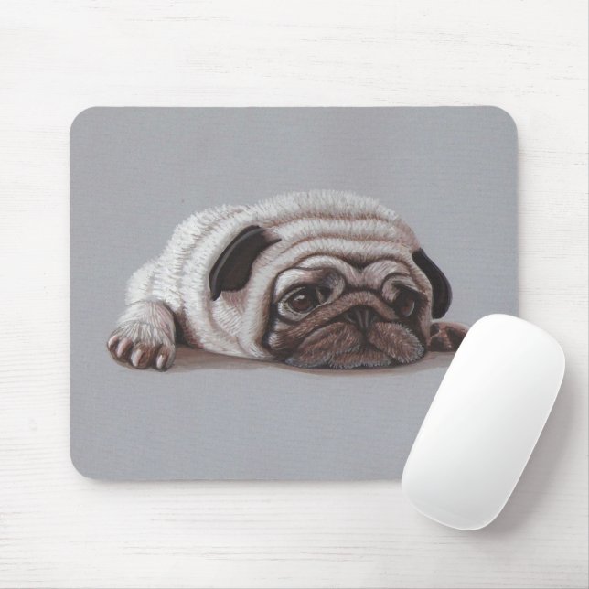 Sad Pug Mouse Pad (With Mouse)