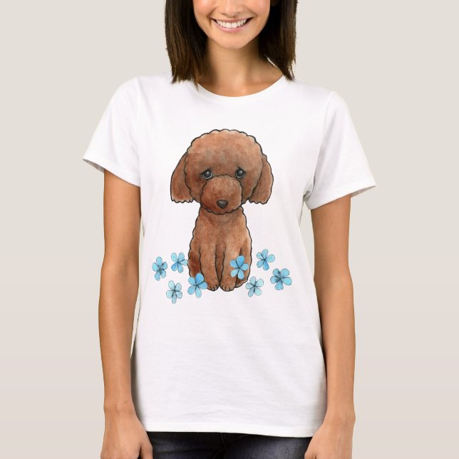 Sad Puppy Red Poodle Cute Chocolate Doodle Puppy   T-Shirt (Front)