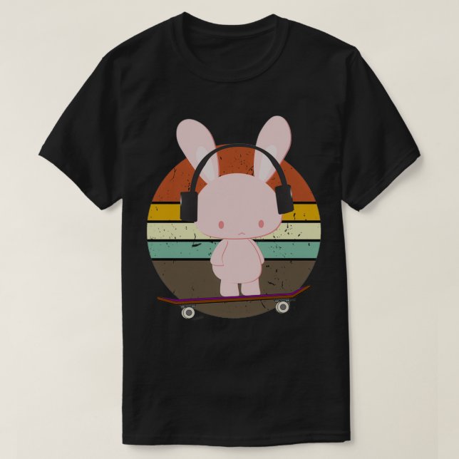 Sad rabbit skateboarding rabbit T-Shirt (Design Front)