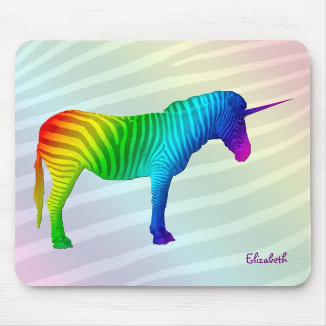 Sad Rainbow Zebra Unicorn Mousepad (Front)