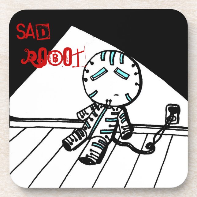 Sad Robot Coasters - Set of 6 (Front)