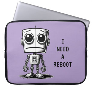 Sad Robot – I Need A Reboot Laptop Sleeve