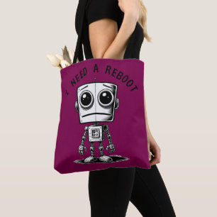 Sad Robot – I Need A Reboot Tote Bag