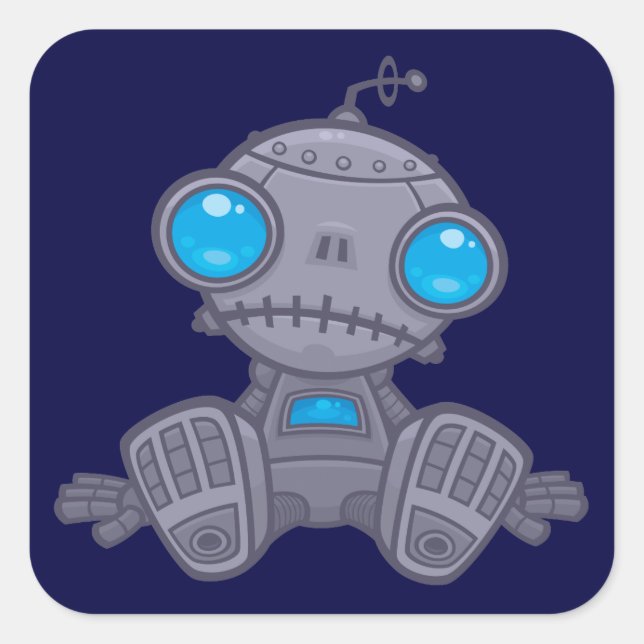 Sad Robot Square Sticker (Front)