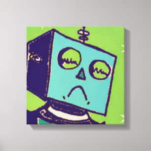 Sad Robot Wrapped Canvas