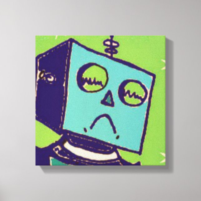 Sad Robot Wrapped Canvas (Front)