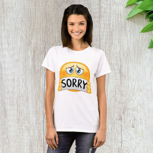 Sad Sorry Emoji Face Holding Apology Sign T-Shirt