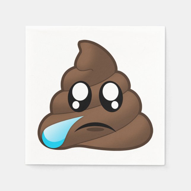 Sad Tear Poop Emoji Napkin (Front)