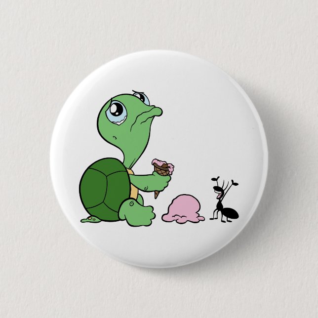 Sad Turtle Happy Ant 6 Cm Round Badge (Front)