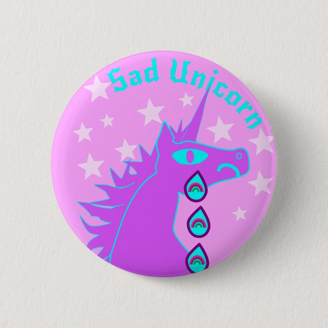 Sad Unicorn Crying Rainbows Pin (Front)