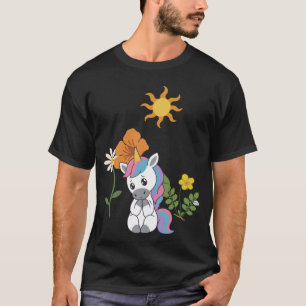 Sad Unicorn Flowers Nature T-Shirt