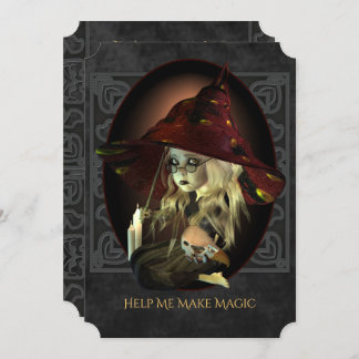 Sad Witch Halloween Party Invitation