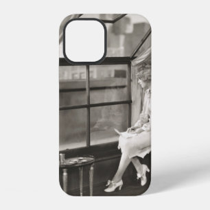 Sad woman staring out window1940s, woman, vintage, iPhone 12 case