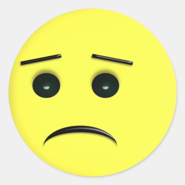 Sad Yellow Face Sicker Classic Round Sticker (Front)