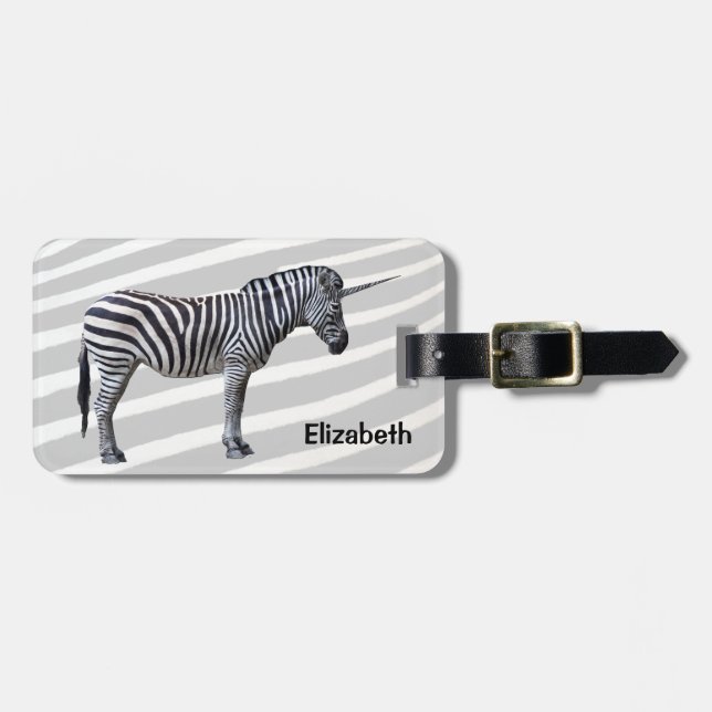 Sad Zebra Unicorn Luggage Tag (Front Horizontal)
