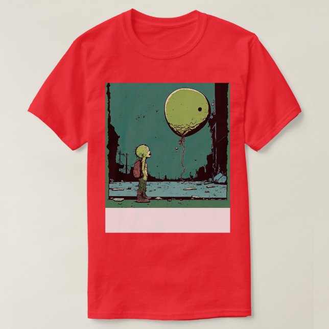 Sad Zombie with a Balloon T-Shirt (Design Front)