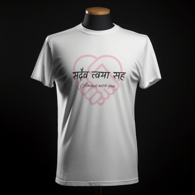 "Sadaiv Tvaya Sah" Always with you Sanskrit Couple T-Shirt (Creator Uploaded)