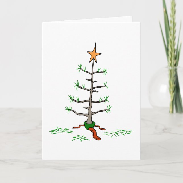 Saddest Christmas Tree Ever Holidays Humour Xmas Holiday Card (Front)