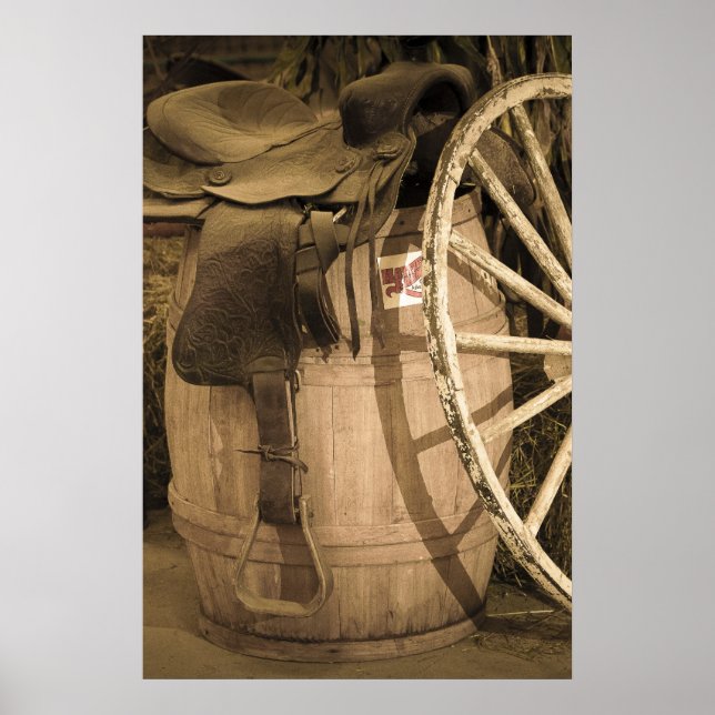 Saddle, Barrel, and Wagon Wheel Poster (Front)