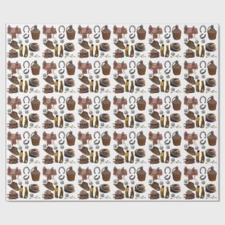Saddle Boots HORSE SHOES cowboy clipART  Wrapping Paper