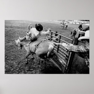 Saddle Bronc Rider, a black and white print