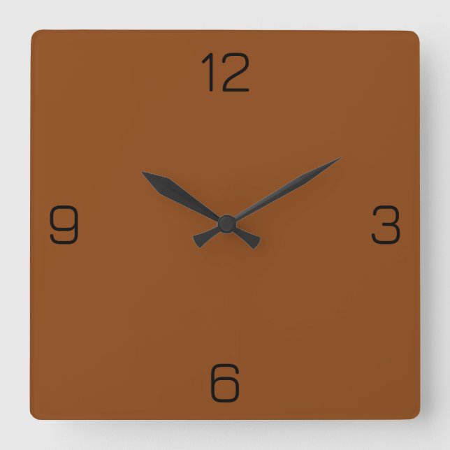 Saddle Brown 8B4513 Colour - Option to Add Name Square Wall Clock (Front)