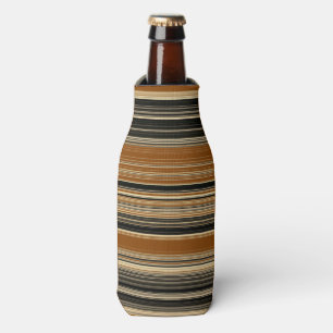 Saddle Brown and Black Striped Pattern Bottle Cooler
