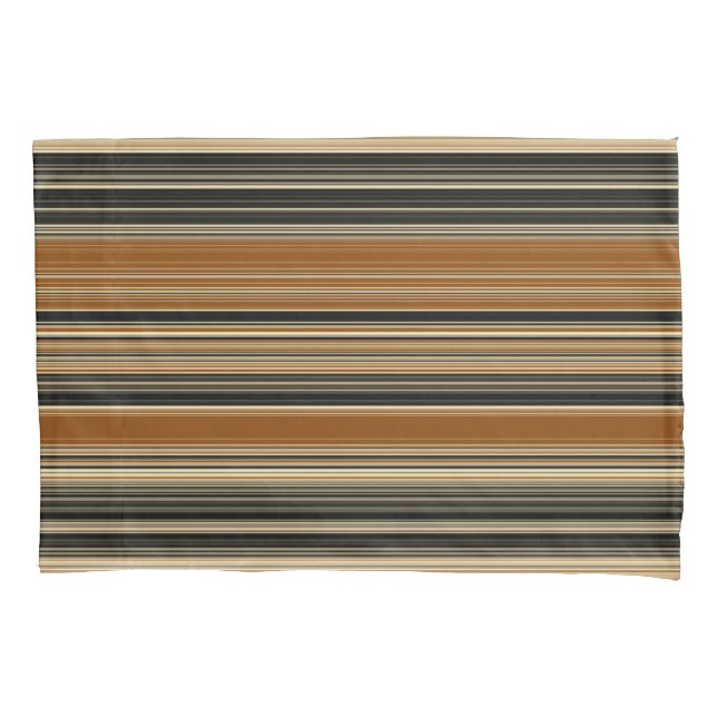 Saddle Brown and Black Striped Pattern Pillowcase (Front)