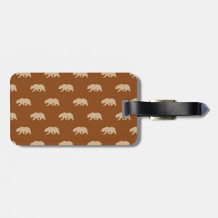 Saddle Brown and Tan Grizzly Bear Pattern Luggage Tag