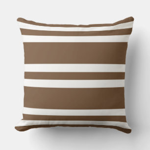 Saddle Brown and White Striped Cushion