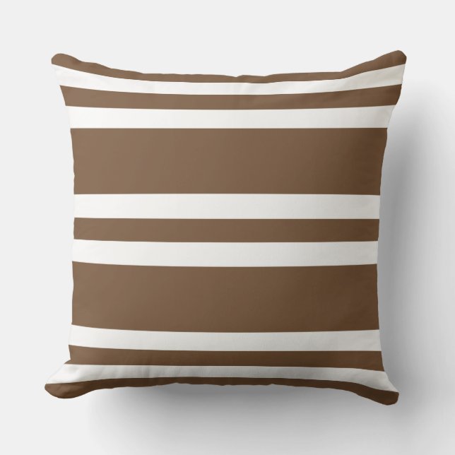 Saddle Brown and White Striped Cushion (Front)