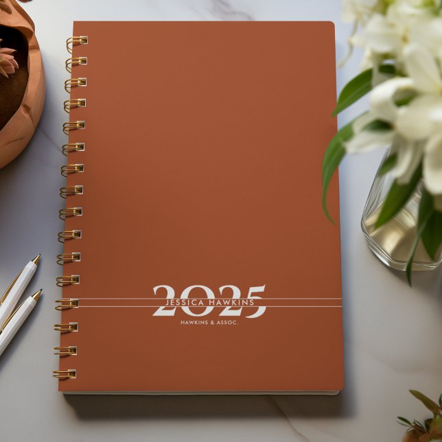 Saddle Brown Overlapping Text Split Year Weekly Planner (Creator Uploaded)
